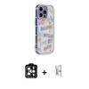 MARSİLYAN™- iPhone 15 Pro Max Kılıf Ahenk Modern Serisi - Siyah Bilvis 0.18mm Plus Cam Ekran Koruyucu + Turuncu PVD Metal Kamera Lens