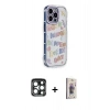 MARSİLYAN™- iPhone 15 Pro Max Kılıf Ahenk Modern Serisi - Siyah Bilvis 3D Cam Ekran Koruyucu + PVD Metal Kamera Lens - LT