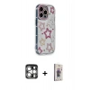 MARSİLYAN™- iPhone 15 Pro Max Kılıf Ahenk Modern Serisi - Siyah Bilvis 3D Cam Ekran Koruyucu + PVD Metal Kamera Lens - GS
