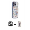 MARSİLYAN™- iPhone 15 Pro Max Kılıf Ahenk Modern Serisi - Siyah Bilvis 3D Cam Ekran Koruyucu + PVD Metal Kamera Lens - SH