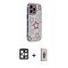 MARSİLYAN™- iPhone 15 Pro Max Kılıf Ahenk Modern Serisi - Siyah Bilvis 3D Cam Ekran Koruyucu + PVD Metal Kamera Lens - LT