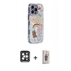 MARSİLYAN™- iPhone 15 Pro Max Kılıf Ahenk Modern Serisi - Siyah Bilvis 3D Cam Ekran Koruyucu + PVD Metal Kamera Lens - SH