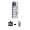 MARSİLYAN™- iPhone 15 Pro Max Kılıf Ahenk Modern Serisi - Siyah Bilvis 3D Cam Ekran Koruyucu + PVD Metal Kamera Lens - TU