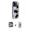 MARSİLYAN™- iPhone 15 Pro Max Kılıf Ahenk Modern Serisi - Siyah Bilvis 3D Cam Ekran Koruyucu + PVD Metal Kamera Lens - LT