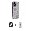 MARSİLYAN™- iPhone 15 Pro Max Kılıf Ahenk Modern Serisi - Siyah Bilvis 3D Cam Ekran Koruyucu + PVD Metal Kamera Lens - TU