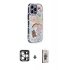MARSİLYAN™- iPhone 15 Pro Max Kılıf Ahenk Modern Serisi - Siyah Bilvis 3D Cam Ekran Koruyucu + PVD Metal Kamera Lens - GS