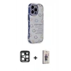 MARSİLYAN™- iPhone 15 Pro Max Kılıf Ahenk Modern Serisi - Siyah Bilvis 3D Cam Ekran Koruyucu + PVD Metal Kamera Lens - LT