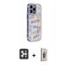 MARSİLYAN™- iPhone 15 Pro Max Kılıf Ahenk Modern Serisi - Siyah Bilvis 3D Cam Ekran Koruyucu + PVD Metal Kamera Lens - GI