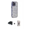 MARSİLYAN™- iPhone 15 Pro Max Kılıf Ahenk Modern Serisi - Siyah Bilvis 3D Cam Ekran Koruyucu + Raze Metal Kamera Lens - LT