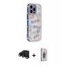 MARSİLYAN™- iPhone 15 Pro Max Kılıf Ahenk Modern Serisi - Siyah Bilvis 3D Cam Ekran Koruyucu + Raze Metal Kamera Lens - SH
