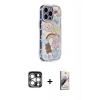 MARSİLYAN™- iPhone 15 Pro Max Kılıf Ahenk Modern Serisi - Siyah Bilvis 3D Mat Cam Ekran Koruyucu + Gümüş PVD Metal Kamera Lens