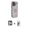 MARSİLYAN™- iPhone 15 Pro Max Kılıf Ahenk Modern Serisi - Siyah Bilvis 3D Mat Cam Ekran Koruyucu + Gümüş PVD Metal Kamera Lens