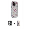 MARSİLYAN™- iPhone 15 Pro Max Kılıf Ahenk Modern Serisi - Siyah Bilvis 3D Mat Cam Ekran Koruyucu + PVD Metal Kamera Lens - LT