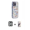 MARSİLYAN™- iPhone 15 Pro Max Kılıf Ahenk Modern Serisi - Siyah Bilvis 3D Mat Cam Ekran Koruyucu + PVD Metal Kamera Lens - LT