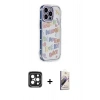 MARSİLYAN™- iPhone 15 Pro Max Kılıf Ahenk Modern Serisi - Siyah Bilvis 3D Mat Cam Ekran Koruyucu + PVD Metal Kamera Lens - SH