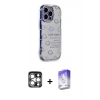 MARSİLYAN™- iPhone 15 Pro Max Kılıf Ahenk Modern Serisi - Siyah Bilvis 5in1 3D Magic Cam Ekran Koruyucu + PVD Metal Kamera Lens - GS