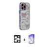 MARSİLYAN™- iPhone 15 Pro Max Kılıf Ahenk Modern Serisi - Siyah Bilvis 5in1 3D Magic Cam Ekran Koruyucu + PVD Metal Kamera Lens - GS