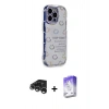 MARSİLYAN™- iPhone 15 Pro Max Kılıf Ahenk Modern Serisi - Siyah Bilvis 5in1 3D Magic Cam Ekran Koruyucu + Raze Metal Kamera Lens - GS