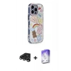 MARSİLYAN™- iPhone 15 Pro Max Kılıf Ahenk Modern Serisi - Siyah Bilvis 5in1 3D Magic Cam Ekran Koruyucu + Titanyum Gri Raze Metal Kamera Lens