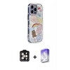 MARSİLYAN™- iPhone 15 Pro Max Kılıf Ahenk Modern Serisi - Siyah Bilvis 5in1 3D Magic Cam Ekran Koruyucu + PVD Metal Kamera Lens - TU