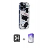 MARSİLYAN™- iPhone 15 Pro Max Kılıf Ahenk Modern Serisi - Siyah Bilvis 5in1 3D Magic Cam Ekran Koruyucu + PVD Metal Kamera Lens - GI