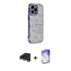 MARSİLYAN™- iPhone 15 Pro Max Kılıf Ahenk Modern Serisi - Siyah Bilvis 5in1 3D Magic Cam Ekran Koruyucu + Titanyum Gri Raze Metal Kamera Lens