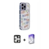 MARSİLYAN™- iPhone 15 Pro Max Kılıf Ahenk Modern Serisi - Siyah Bilvis 5in1 3D Magic Cam Ekran Koruyucu + PVD Metal Kamera Lens - GS