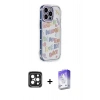 MARSİLYAN™- iPhone 15 Pro Max Kılıf Ahenk Modern Serisi - Siyah Bilvis 5in1 3D Magic Cam Ekran Koruyucu + PVD Metal Kamera Lens - SH