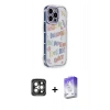MARSİLYAN™- iPhone 15 Pro Max Kılıf Ahenk Modern Serisi - Siyah Bilvis 5in1 3D Magic Cam Ekran Koruyucu + PVD Metal Kamera Lens - GI