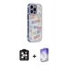 MARSİLYAN™- iPhone 15 Pro Max Kılıf Ahenk Modern Serisi - Siyah Bilvis 5in1 3D Magic Cam Ekran Koruyucu + PVD Metal Kamera Lens - TU