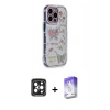 MARSİLYAN™- iPhone 15 Pro Max Kılıf Ahenk Modern Serisi - Siyah Bilvis 5in1 3D Magic Cam Ekran Koruyucu + PVD Metal Kamera Lens - SH
