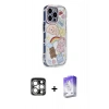 MARSİLYAN™- iPhone 15 Pro Max Kılıf Ahenk Modern Serisi - Siyah Bilvis 5in1 3D Magic Cam Ekran Koruyucu + PVD Metal Kamera Lens - GS