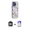 MARSİLYAN™- iPhone 15 Pro Max Kılıf Ahenk Modern Serisi - Siyah Bilvis 5in1 3D Magic Cam Ekran Koruyucu + PVD Metal Kamera Lens - TU