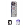 MARSİLYAN™- iPhone 15 Pro Max Kılıf Ahenk Modern Serisi - Siyah Bilvis 5in1 3D Magic Cam Ekran Koruyucu + PVD Metal Kamera Lens - TU