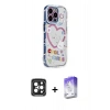 MARSİLYAN™- iPhone 15 Pro Max Kılıf Ahenk Modern Serisi - Siyah Bilvis 5in1 3D Magic Cam Ekran Koruyucu + PVD Metal Kamera Lens - SH