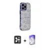 MARSİLYAN™- iPhone 15 Pro Max Kılıf Ahenk Modern Serisi - Siyah Bilvis 5in1 3D Magic Cam Ekran Koruyucu + PVD Metal Kamera Lens - SH