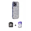 MARSİLYAN™- iPhone 15 Pro Max Kılıf Ahenk Modern Serisi - Siyah Bilvis 5in1 3D Magic Cam Ekran Koruyucu + PVD Metal Kamera Lens - TU