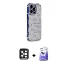 MARSİLYAN™- iPhone 15 Pro Max Kılıf Ahenk Modern Serisi - Siyah Bilvis 5in1 5D Magic Hayalet Cam Ekran Koruyucu + Siyah PVD Metal Kamera Lens