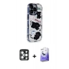 MARSİLYAN™- iPhone 15 Pro Max Kılıf Ahenk Modern Serisi - Siyah Bilvis 5in1 5D Magic Hayalet Cam Ekran Koruyucu + PVD Metal Kamera Lens - LT