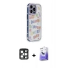 MARSİLYAN™- iPhone 15 Pro Max Kılıf Ahenk Modern Serisi - Siyah Bilvis 5in1 5D Magic Hayalet Cam Ekran Koruyucu + PVD Metal Kamera Lens - LT