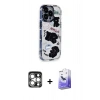 MARSİLYAN™- iPhone 15 Pro Max Kılıf Ahenk Modern Serisi - Siyah Bilvis 5in1 5D Magic Hayalet Cam Ekran Koruyucu + PVD Metal Kamera Lens - GS