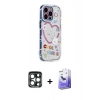 MARSİLYAN™- iPhone 15 Pro Max Kılıf Ahenk Modern Serisi - Siyah Bilvis 5in1 5D Magic Hayalet Cam Ekran Koruyucu + PVD Metal Kamera Lens - LT