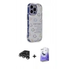 MARSİLYAN™- iPhone 15 Pro Max Kılıf Ahenk Modern Serisi - Siyah Bilvis 5in1 5D Magic Hayalet Cam Ekran Koruyucu + Raze Metal Kamera Lens - GS