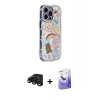 MARSİLYAN™- iPhone 15 Pro Max Kılıf Ahenk Modern Serisi - Siyah Bilvis 5in1 5D Magic Hayalet Cam Ekran Koruyucu + Raze Metal Kamera Lens - SH