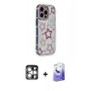 MARSİLYAN™- iPhone 15 Pro Max Kılıf Ahenk Modern Serisi - Siyah Bilvis 5in1 5D Magic Hayalet Cam Ekran Koruyucu + PVD Metal Kamera Lens - GS