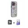 MARSİLYAN™- iPhone 15 Pro Max Kılıf Ahenk Modern Serisi - Siyah Bilvis 5in1 5D Magic Hayalet Cam Ekran Koruyucu + Siyah PVD Metal Kamera Lens