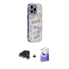 MARSİLYAN™- iPhone 15 Pro Max Kılıf Ahenk Modern Serisi - Siyah Bilvis 5in1 5D Magic Hayalet Cam Ekran Koruyucu + Gümüş Raze Metal Kamera Lens