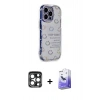 MARSİLYAN™- iPhone 15 Pro Max Kılıf Ahenk Modern Serisi - Siyah Bilvis 5in1 5D Magic Hayalet Cam Ekran Koruyucu + PVD Metal Kamera Lens - LT