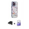 MARSİLYAN™- iPhone 15 Pro Max Kılıf Ahenk Modern Serisi - Siyah Bilvis 5in1 5D Magic Hayalet Cam Ekran Koruyucu + Gümüş Raze Metal Kamera Lens