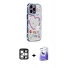 MARSİLYAN™- iPhone 15 Pro Max Kılıf Ahenk Modern Serisi - Siyah Bilvis 5in1 5D Magic Hayalet Cam Ekran Koruyucu + PVD Metal Kamera Lens - GS